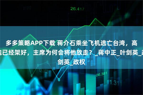 多多策略APP下载 蒋介石乘坐飞机逃亡台湾,高射炮已经架好,主席为何会将他放走?_蒋中正_叶剑英_政权