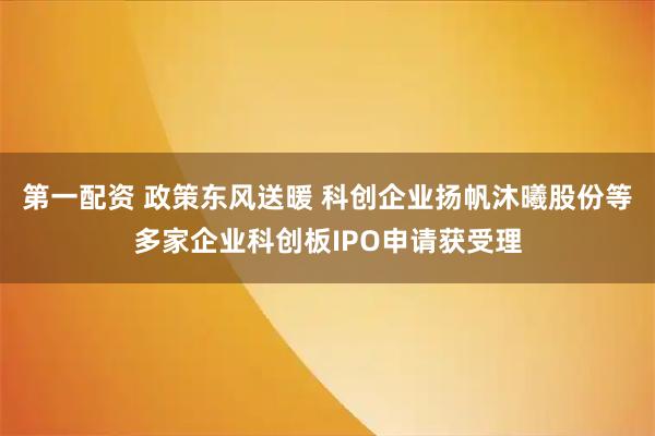 第一配资 政策东风送暖 科创企业扬帆沐曦股份等多家企业科创板IPO申请获受理